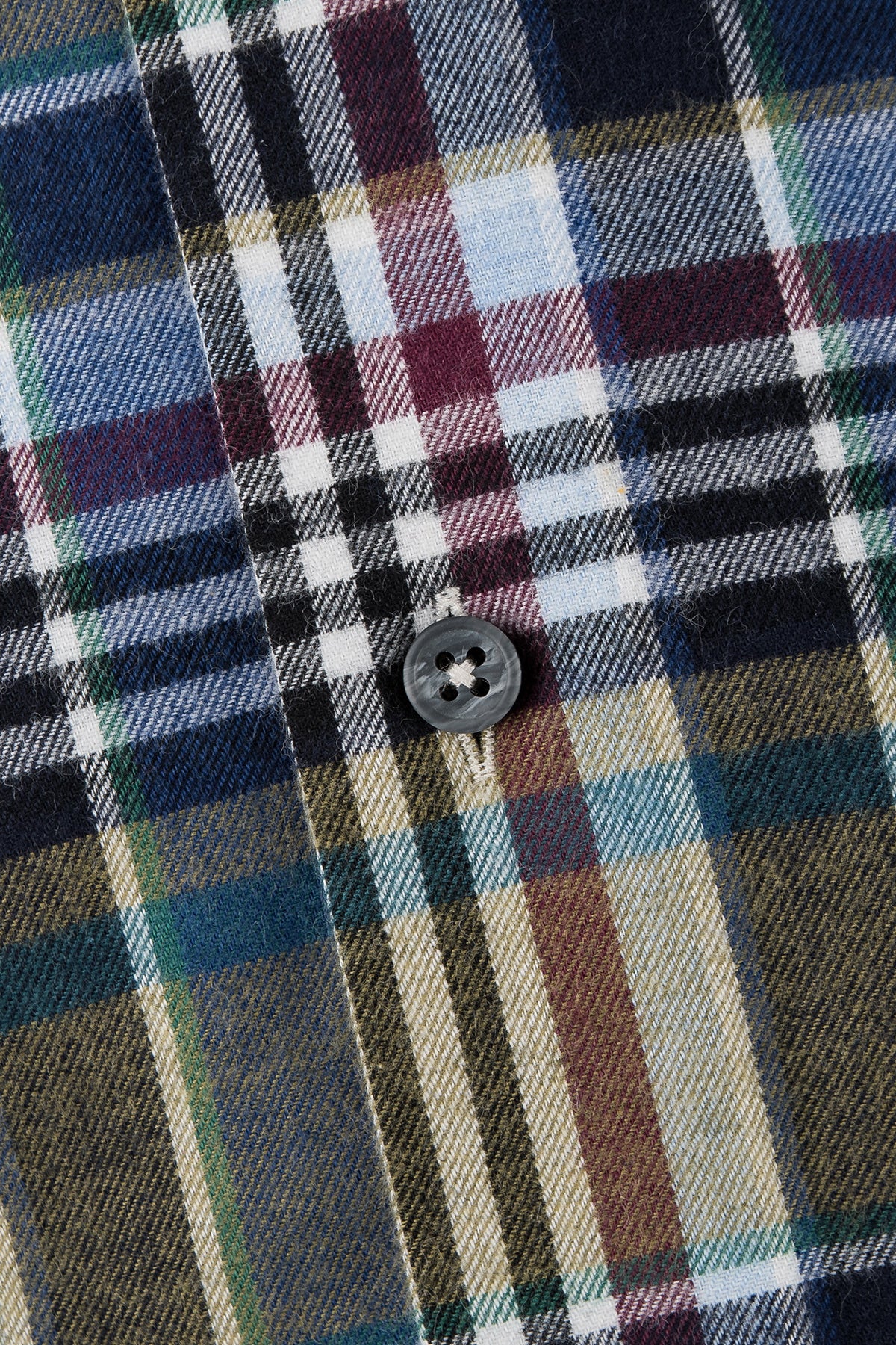 Green checked flannel button down regular fit shirt
