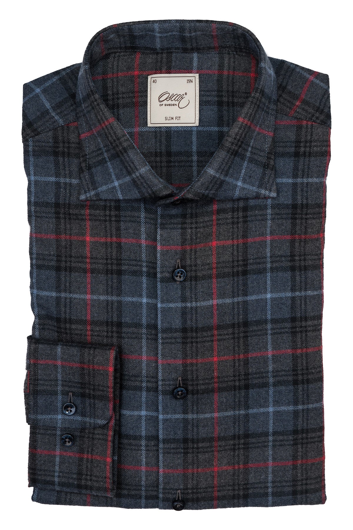 Blue checked flannel slim fit shirt