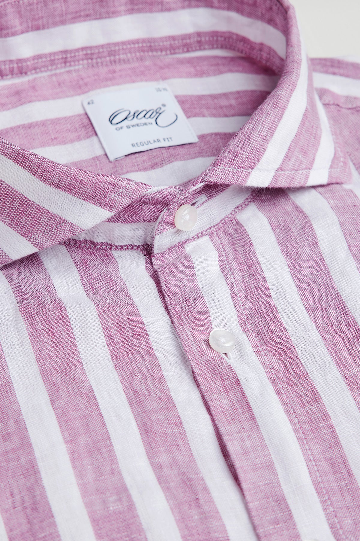 Cerise striped regular fit linen shirt