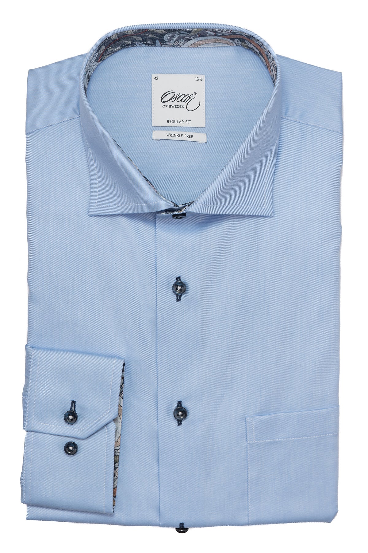 Light blue regular fit extra long sleeves shirt with contrast details