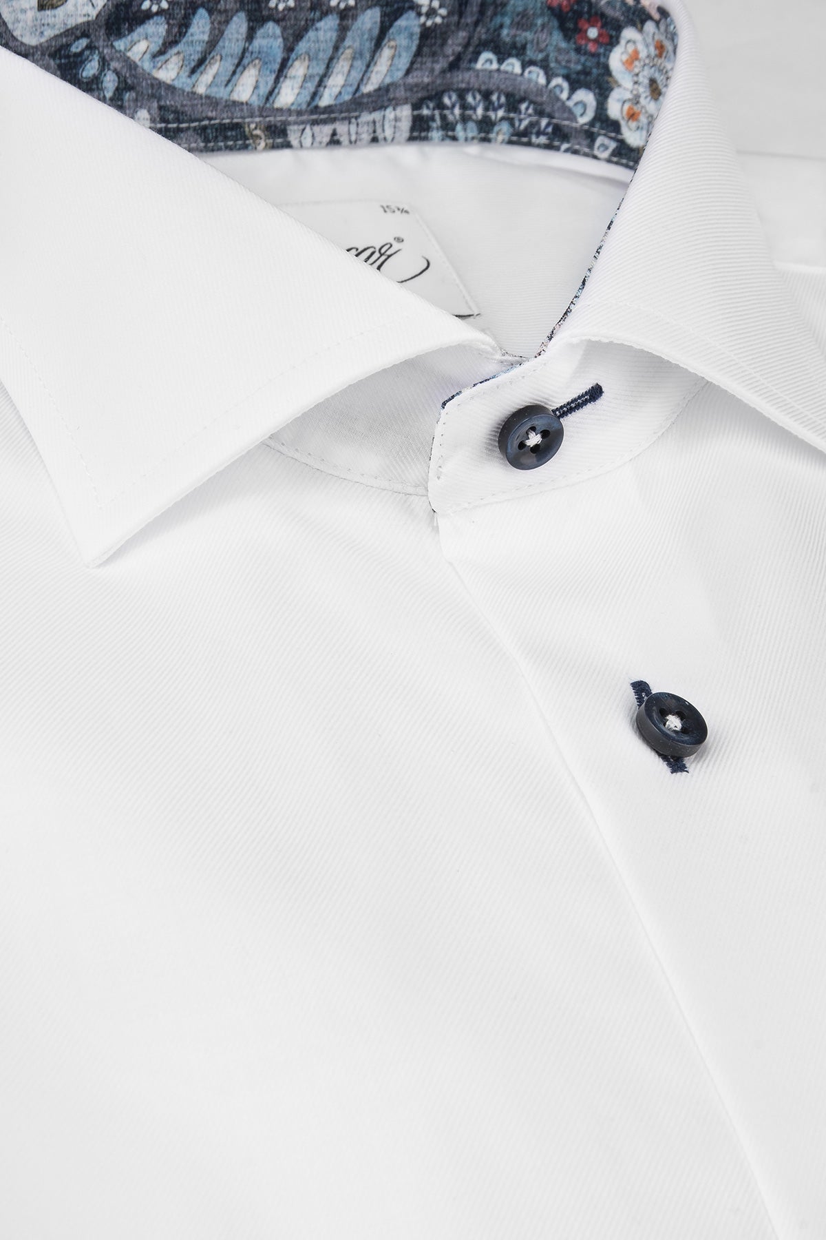 White regular fit extra long sleeves shirt with contrast details