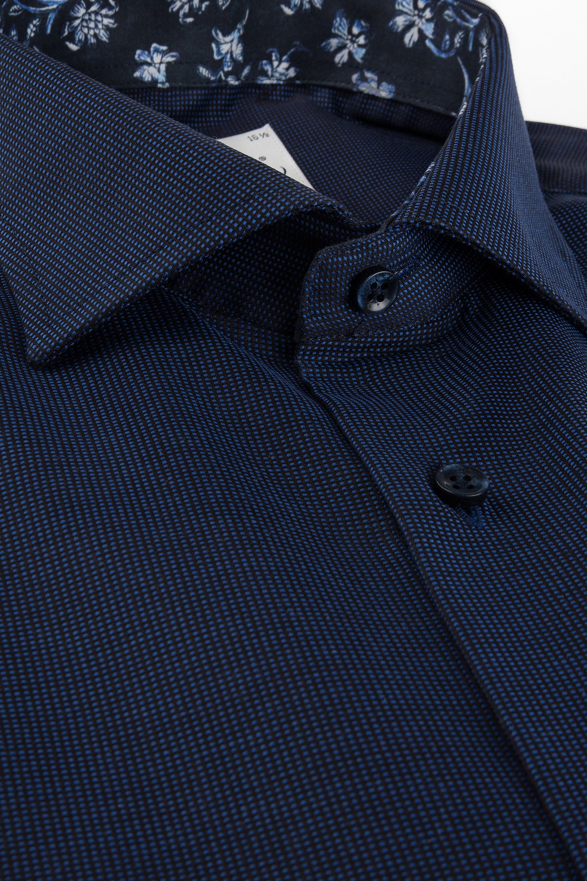 Navy blue short sleeve regular fit shirt with contrast details