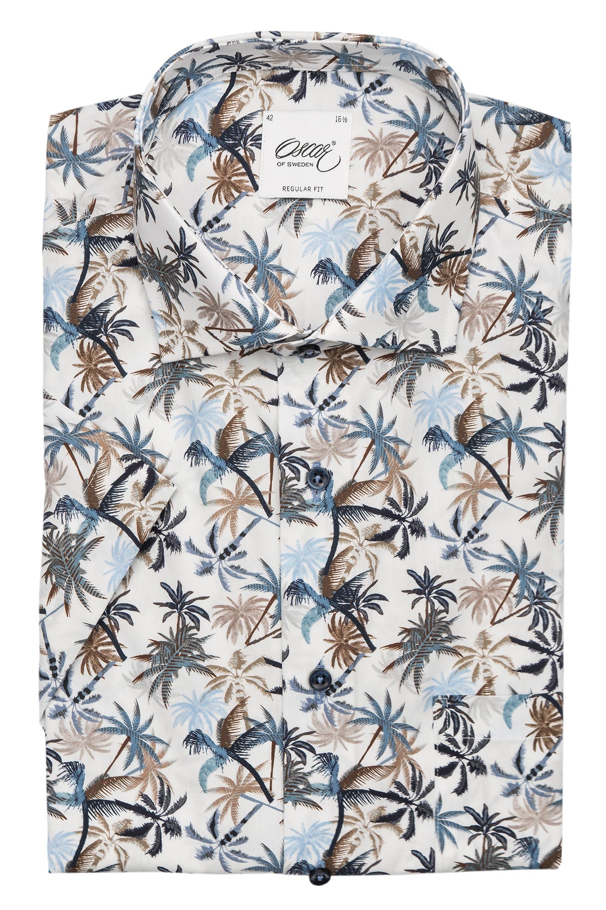 White palm printed short sleeve regular fit shirt