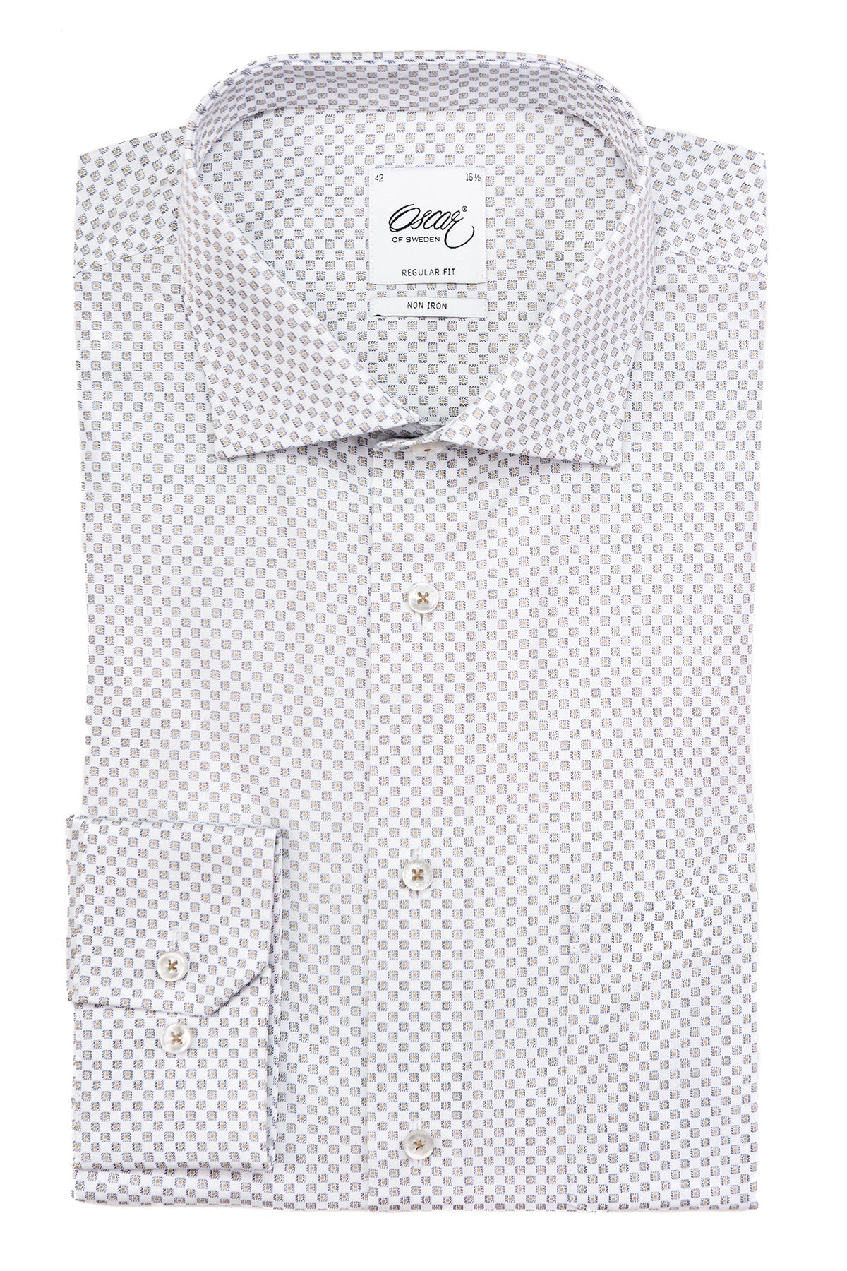 White micro printed regular fit shirt