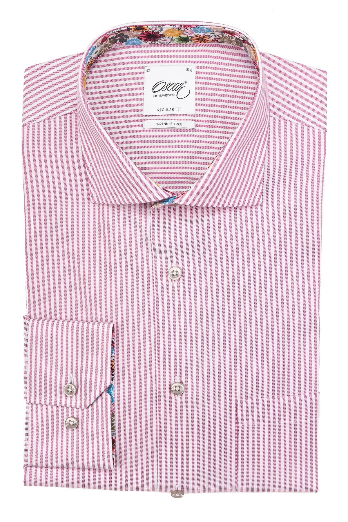 Pink striped regular fit shirt