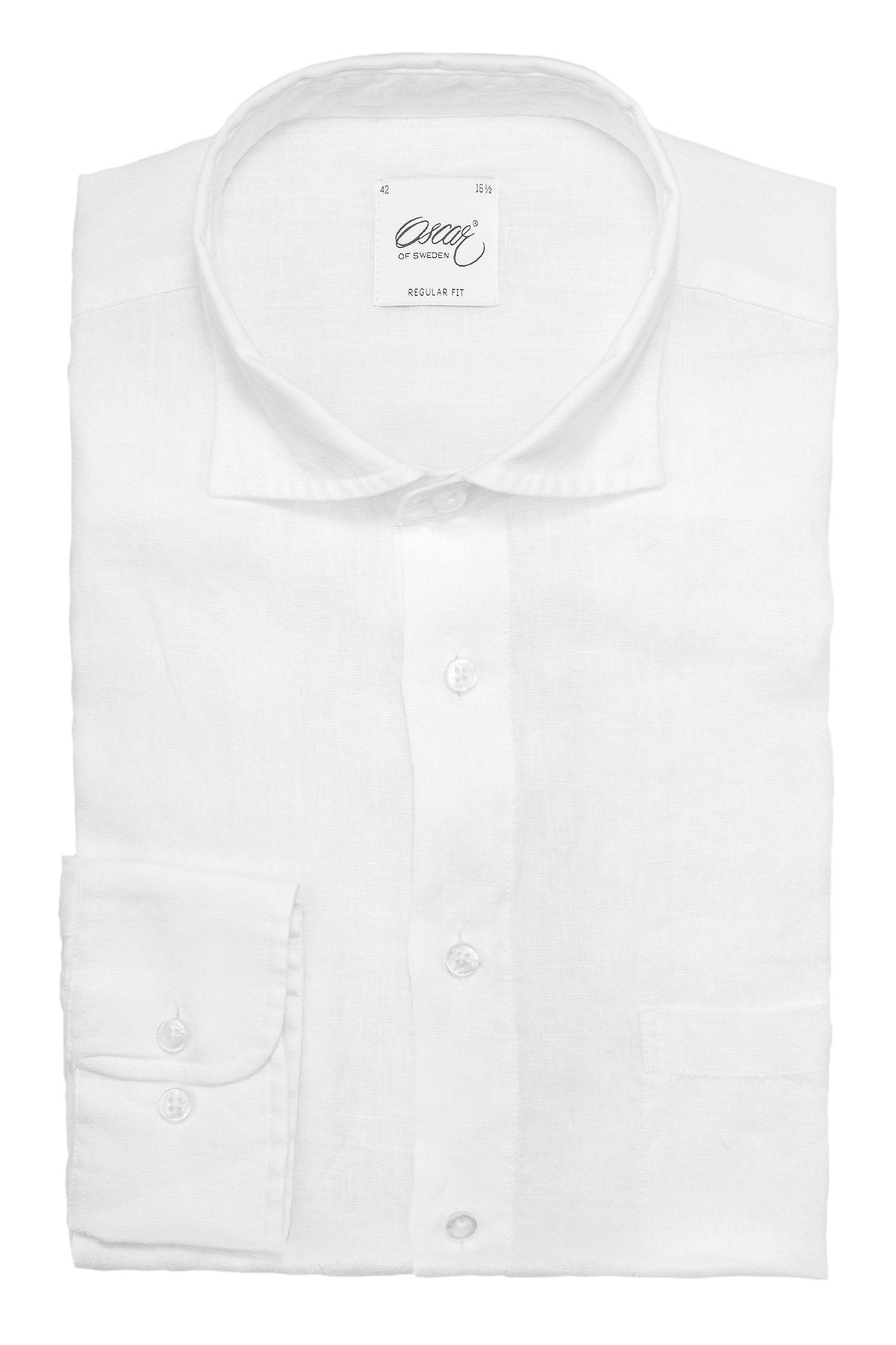 White regular fit linen shirt