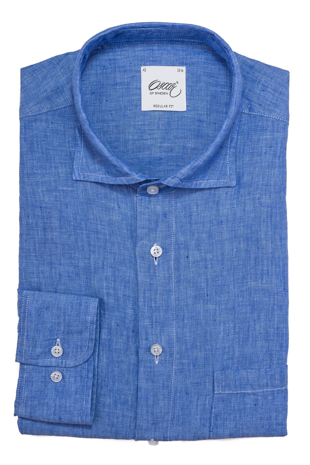 Blue regular fit linen shirt
