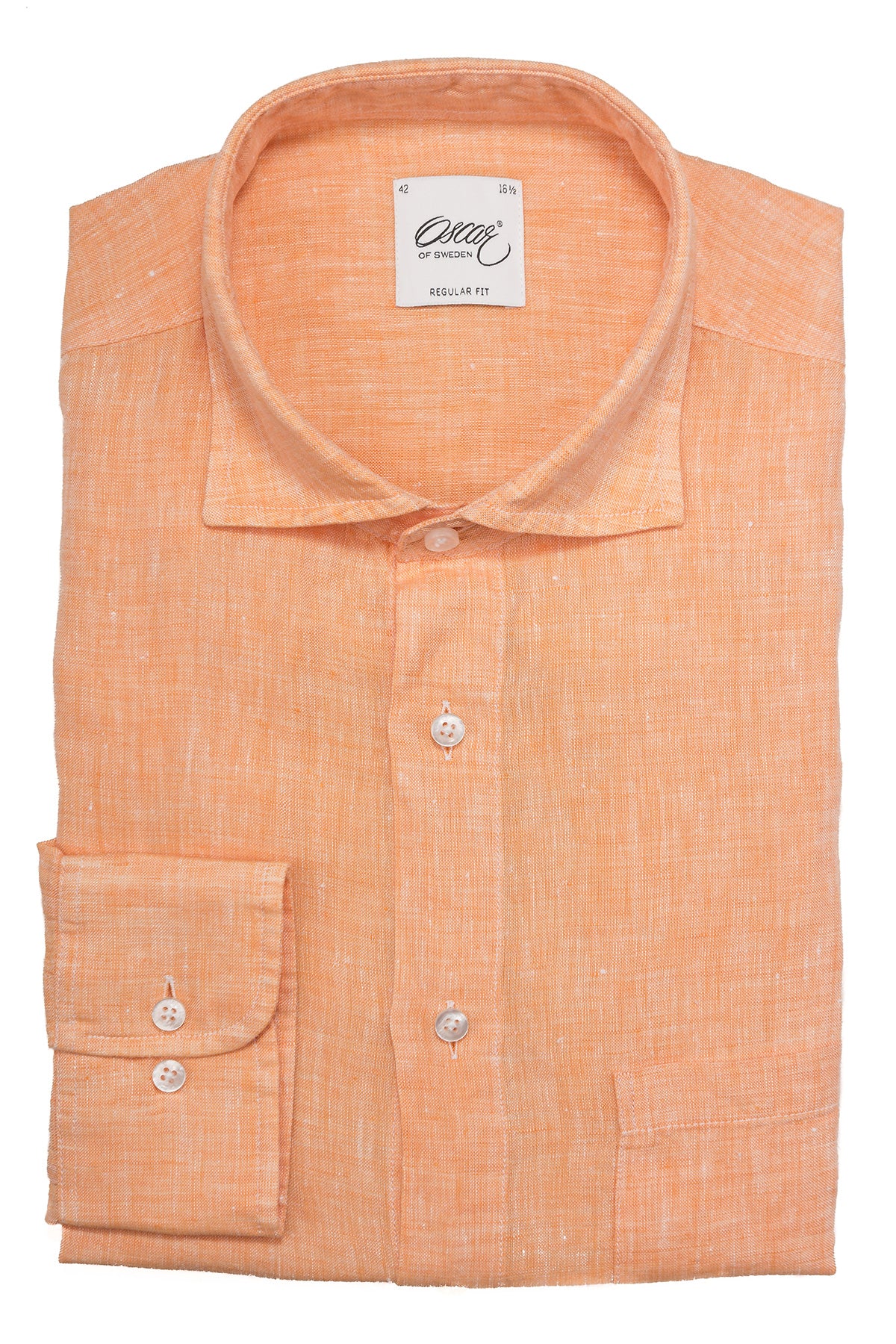 Orange regular fit linen shirt