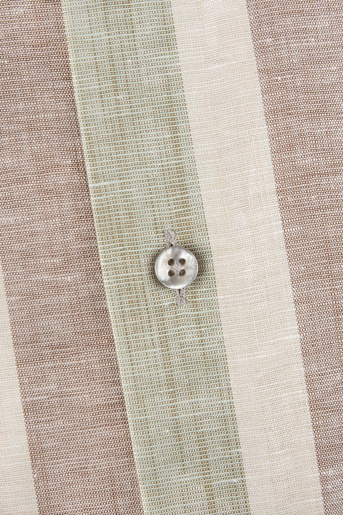 Striped linen regular fit button down short sleeve shirt