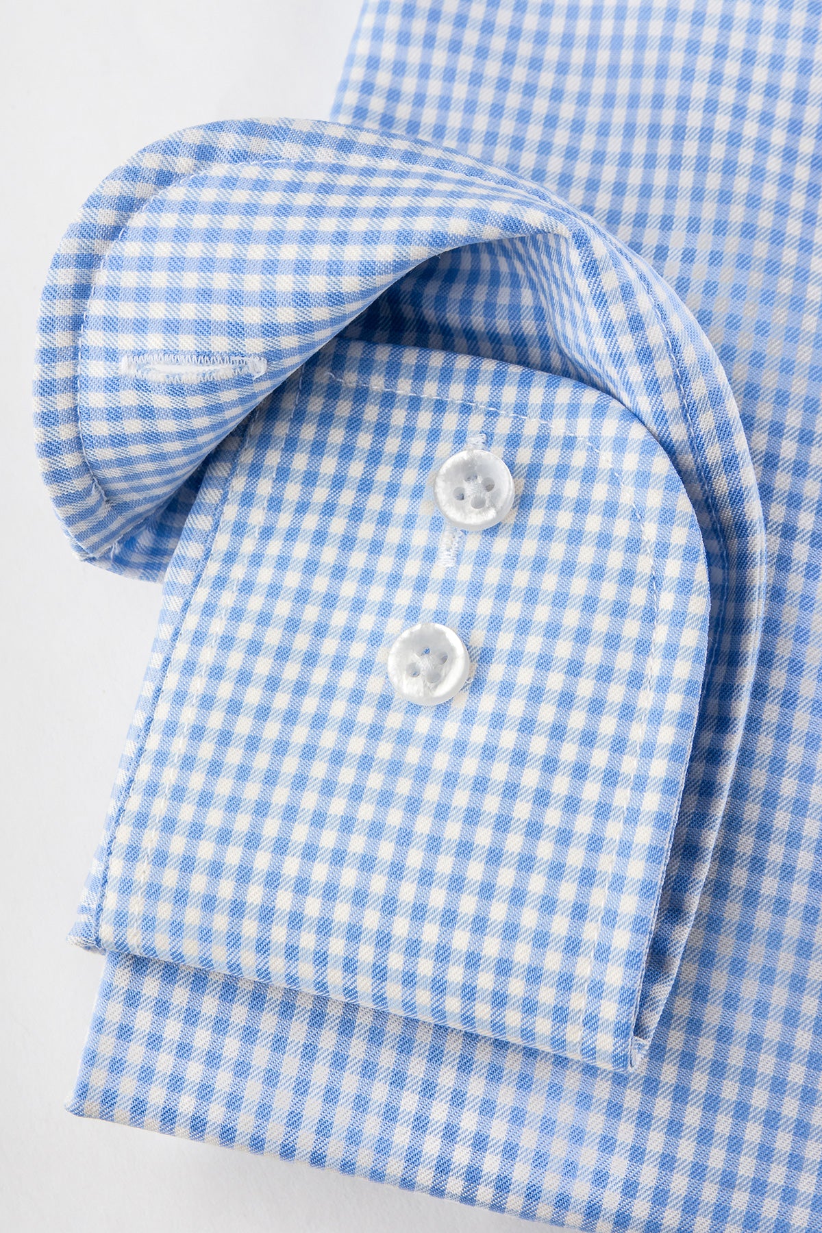Light blue checked merino wool regular fit shirt