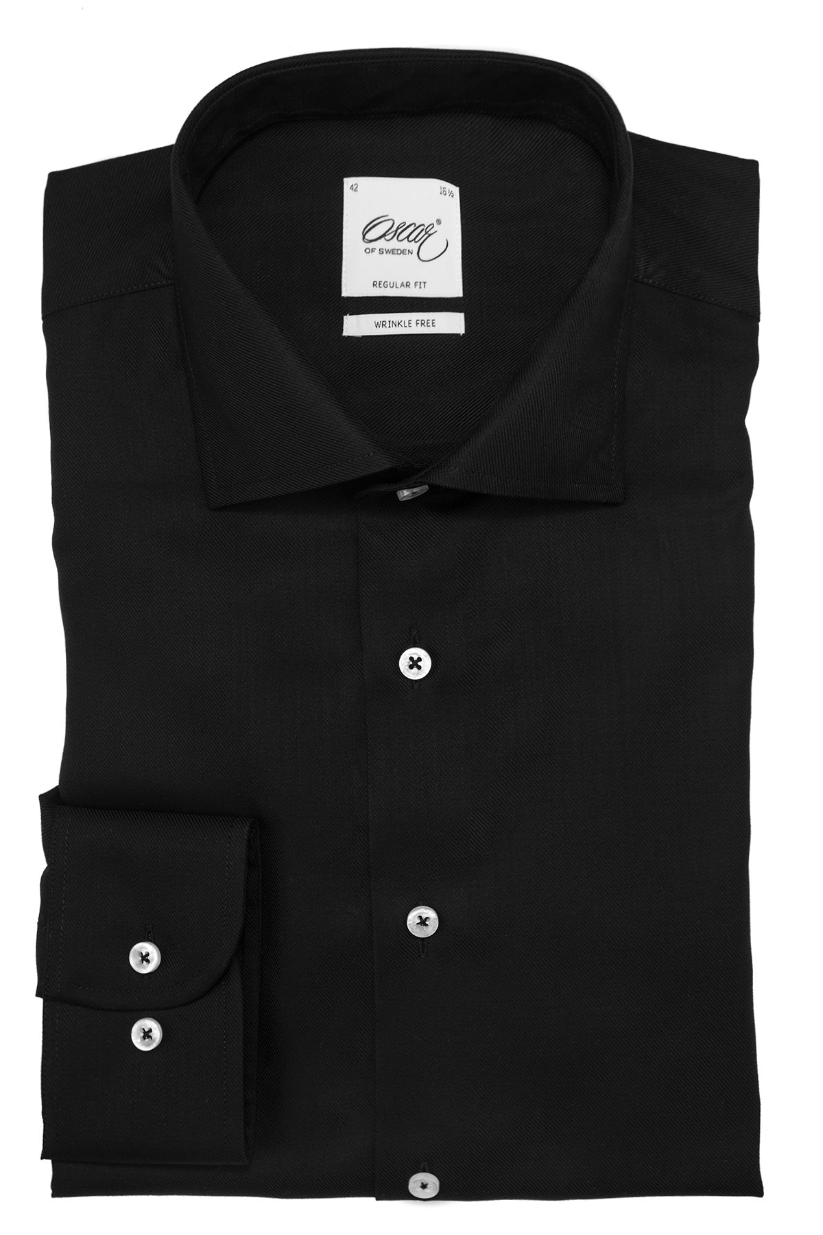 Black merino wool regular fit shirt