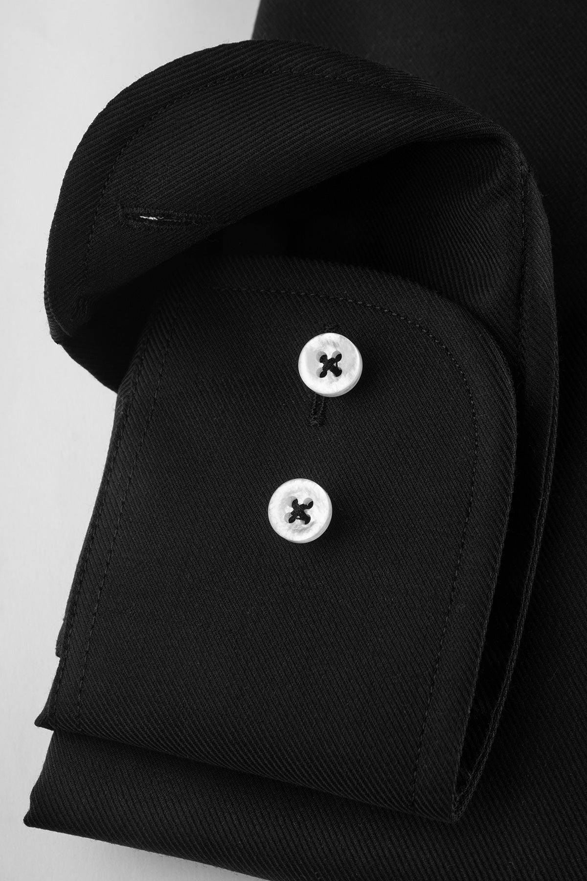 Black merino wool regular fit shirt