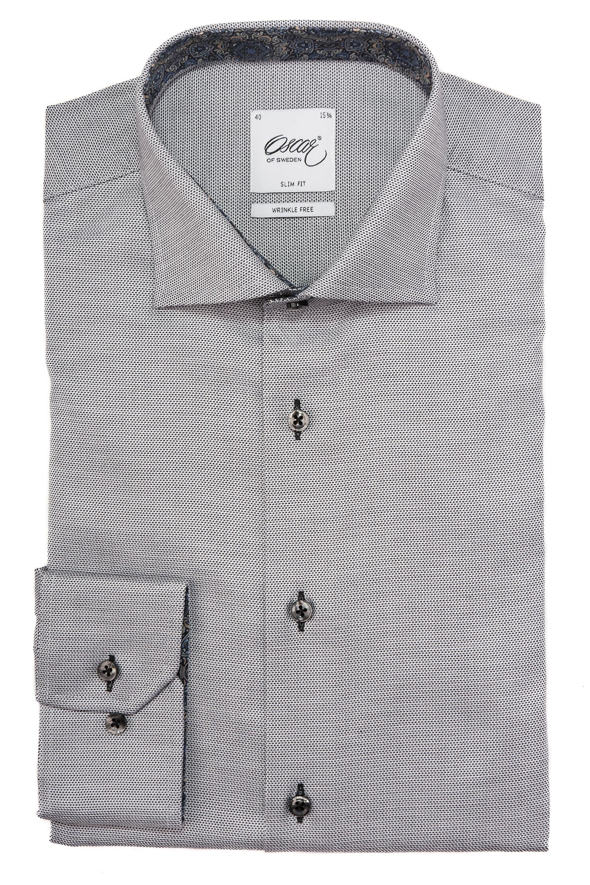 Grey slim fit shirt with contrast details