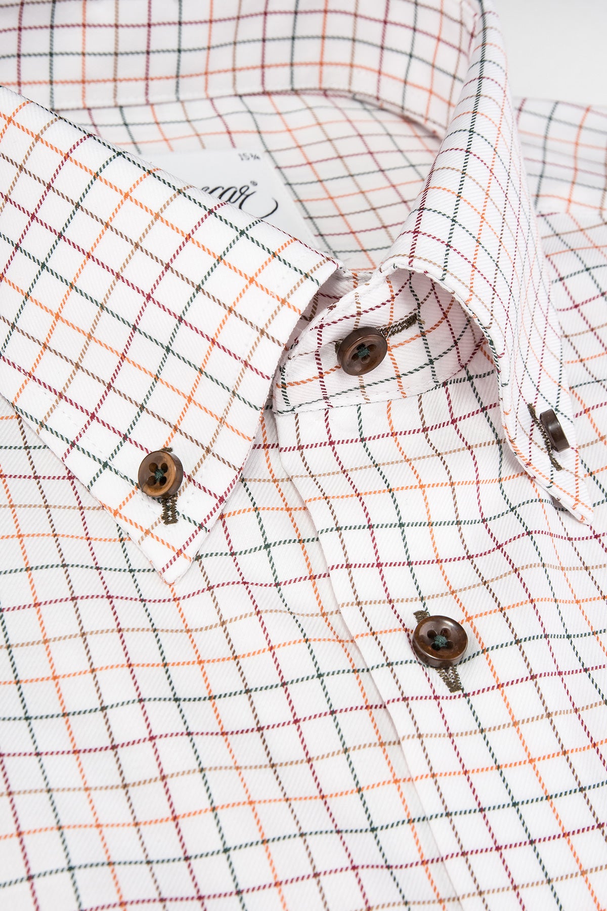 Orange tartan button down regular fit shirt