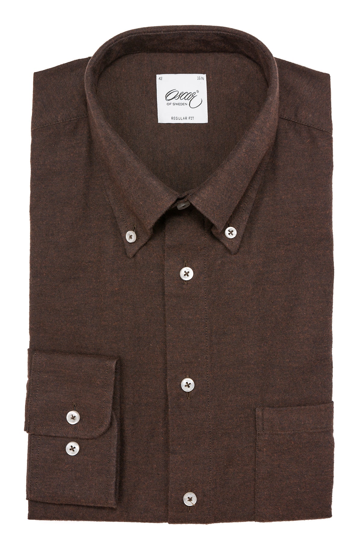Brown flannel button down regular fit shirt