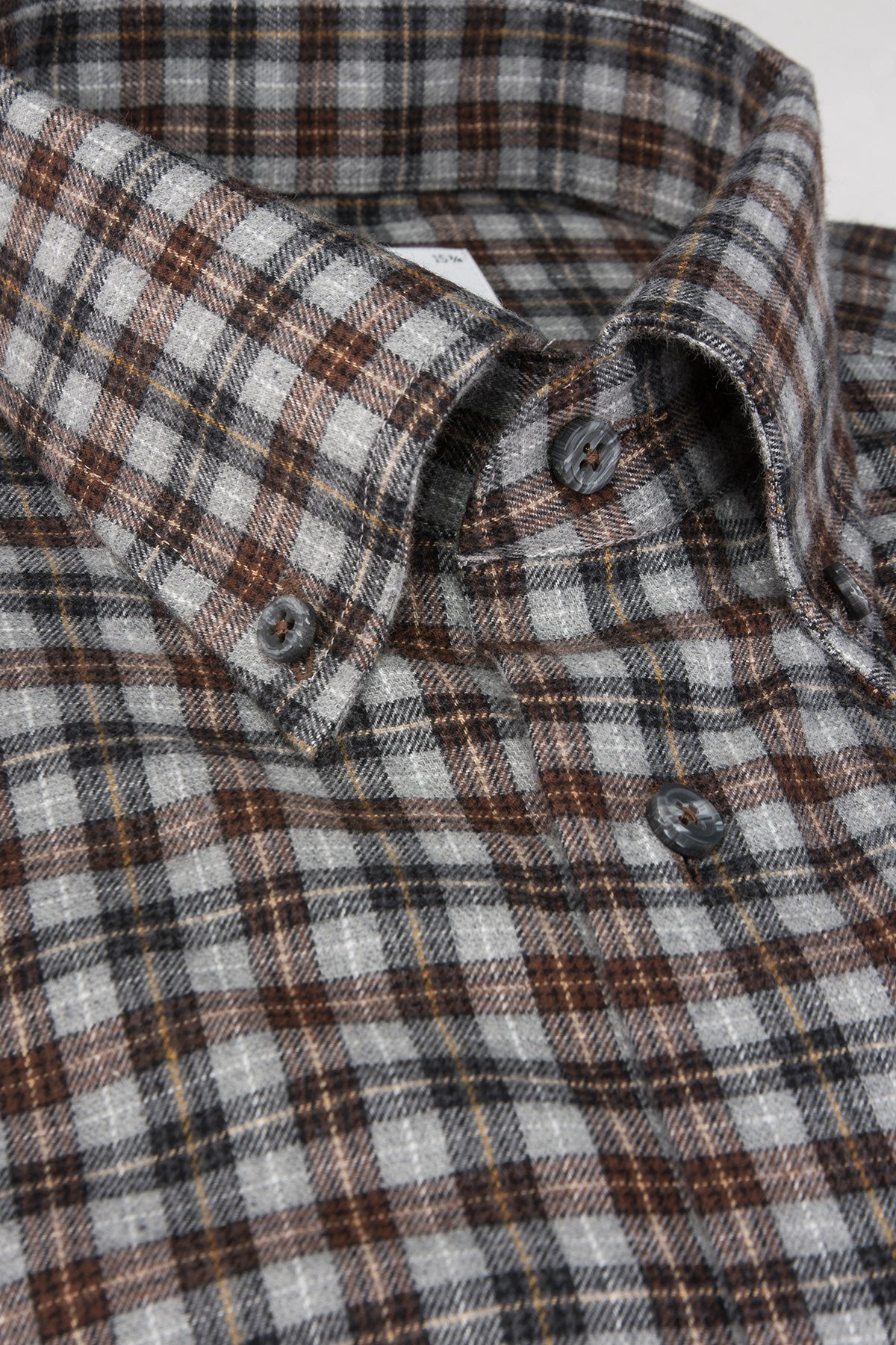 Grey checked flannel button down slim fit shirt