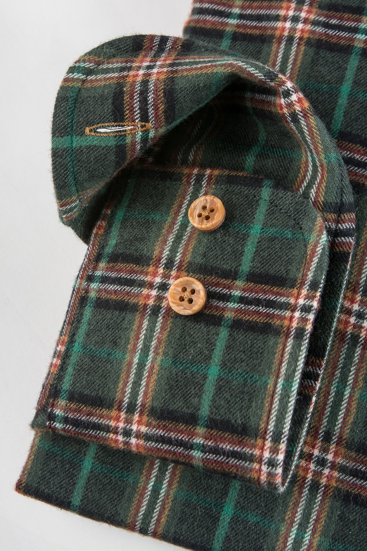 Green checked flannel regular fit shirt
