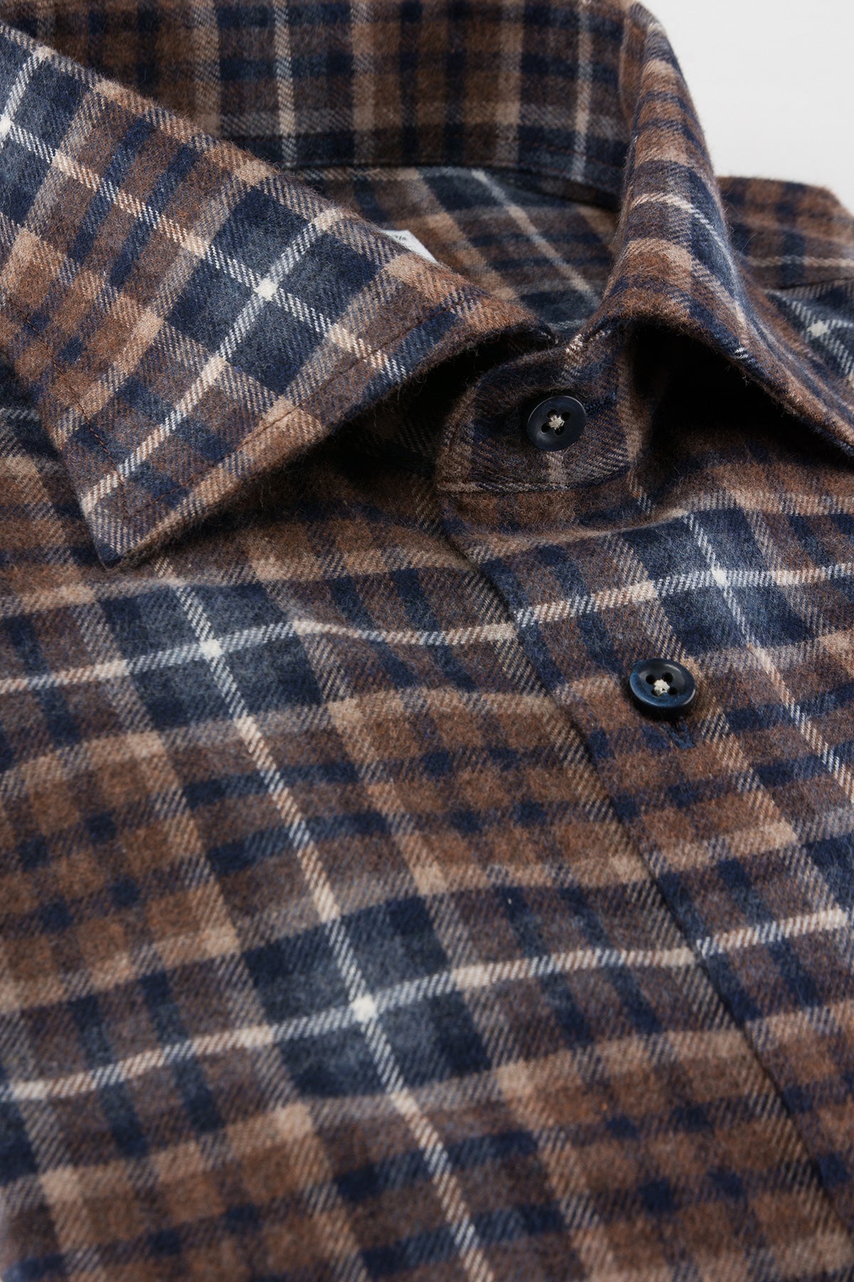 Brown checked flannel slim fit shirt