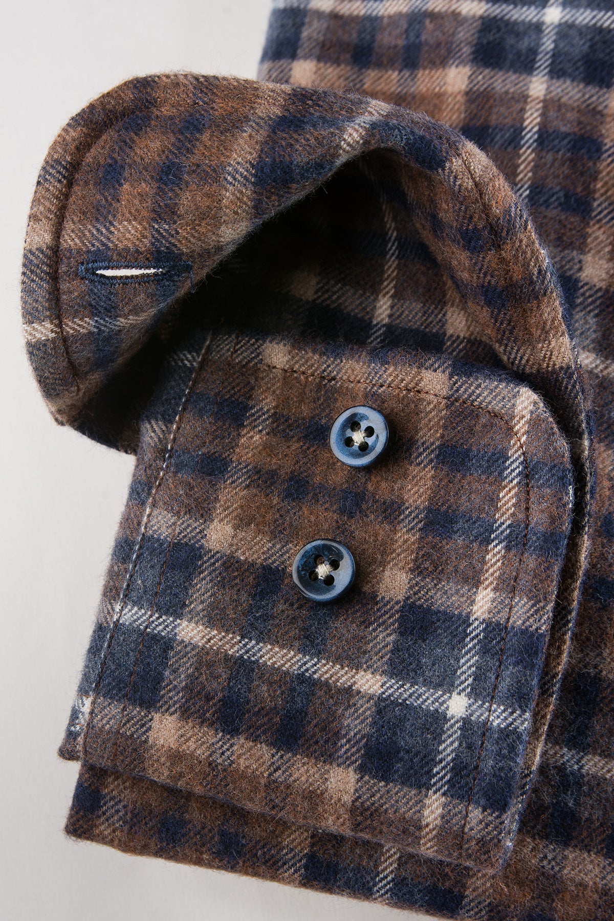 Brown checked flannel slim fit shirt