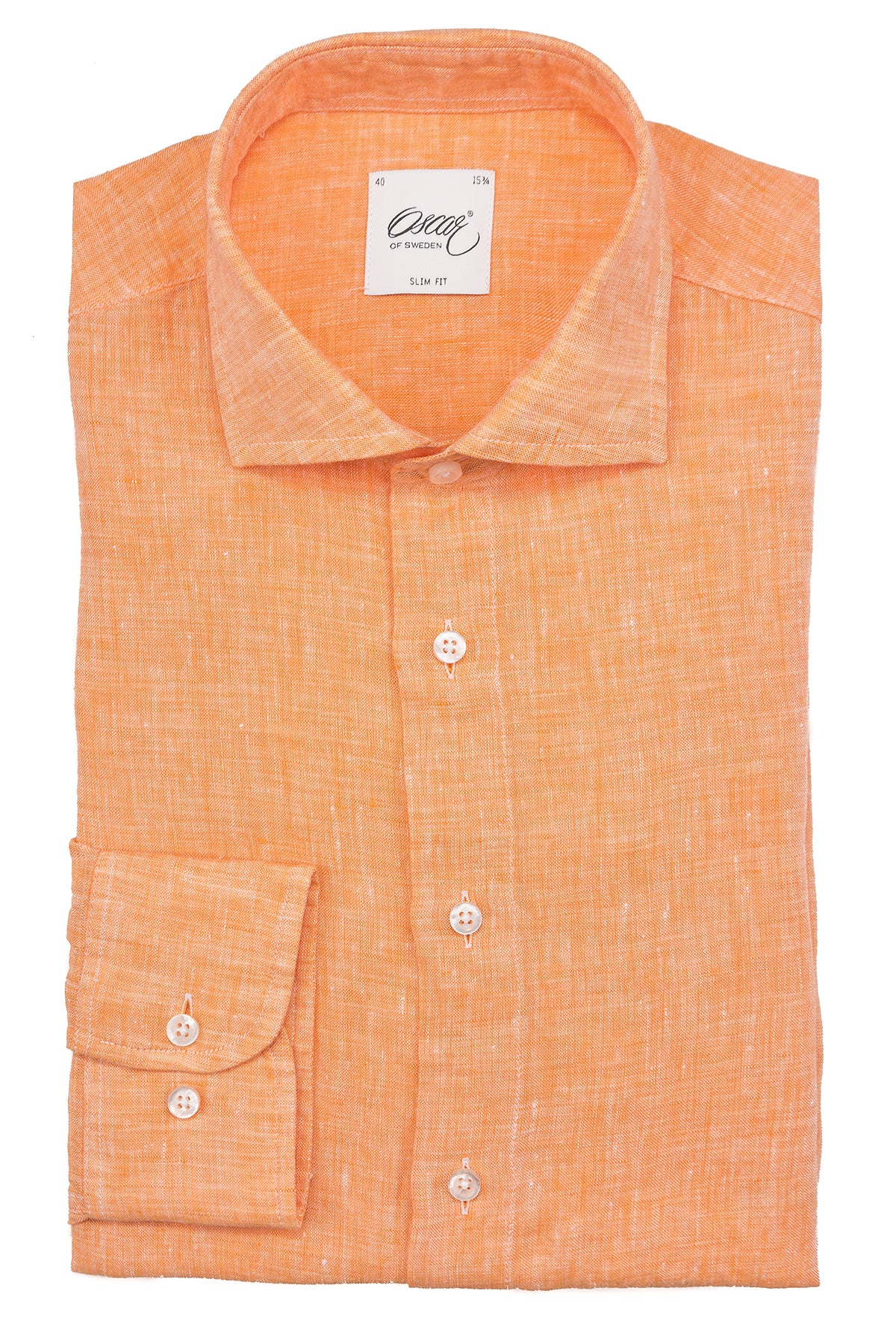 Orange slim fit linen shirt
