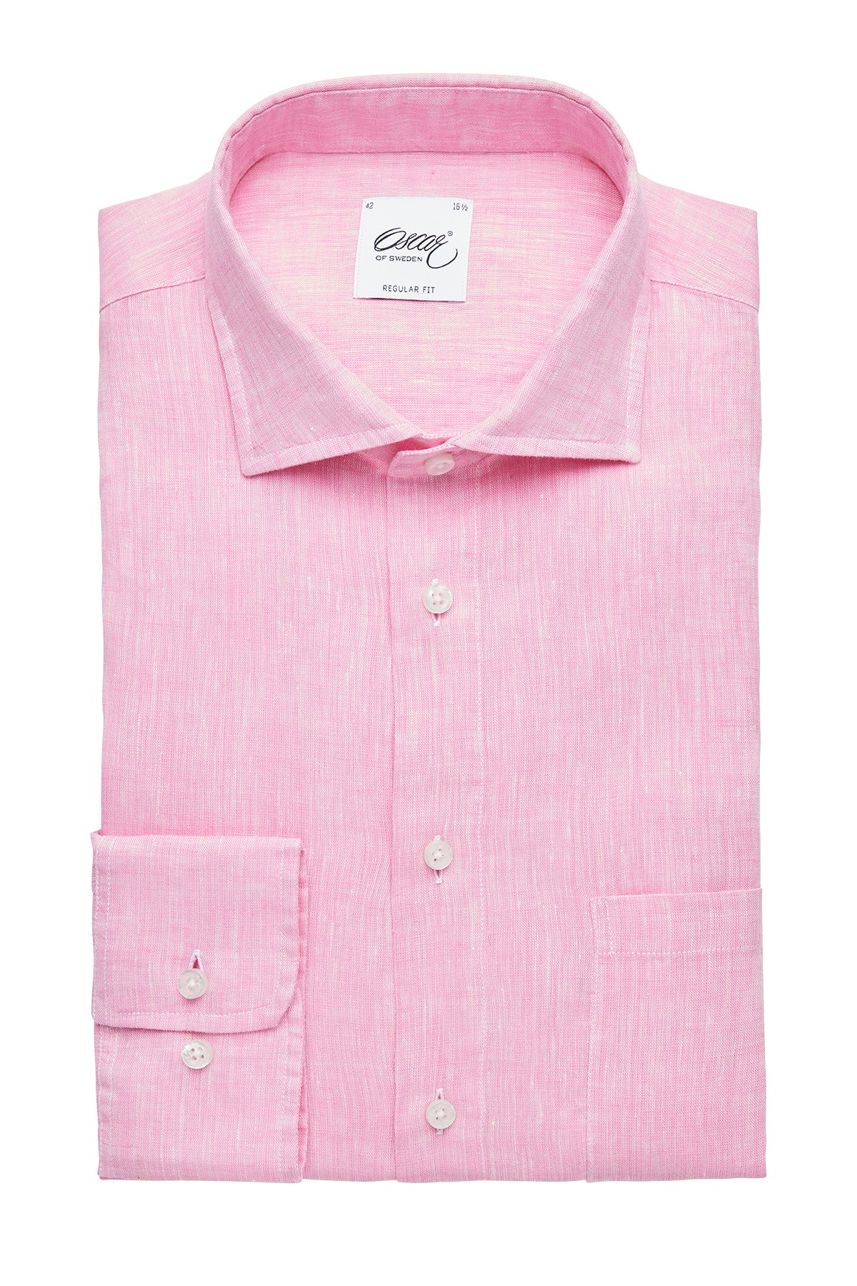 Pink regular fit linen shirt