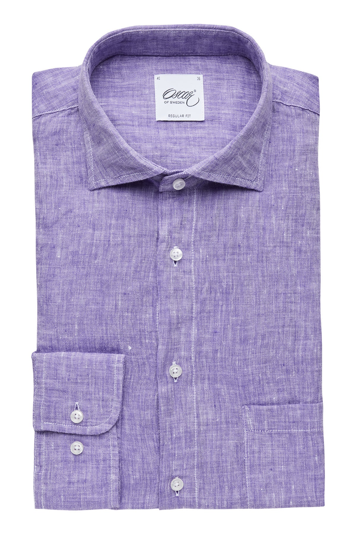 Purple regular fit linen shirt