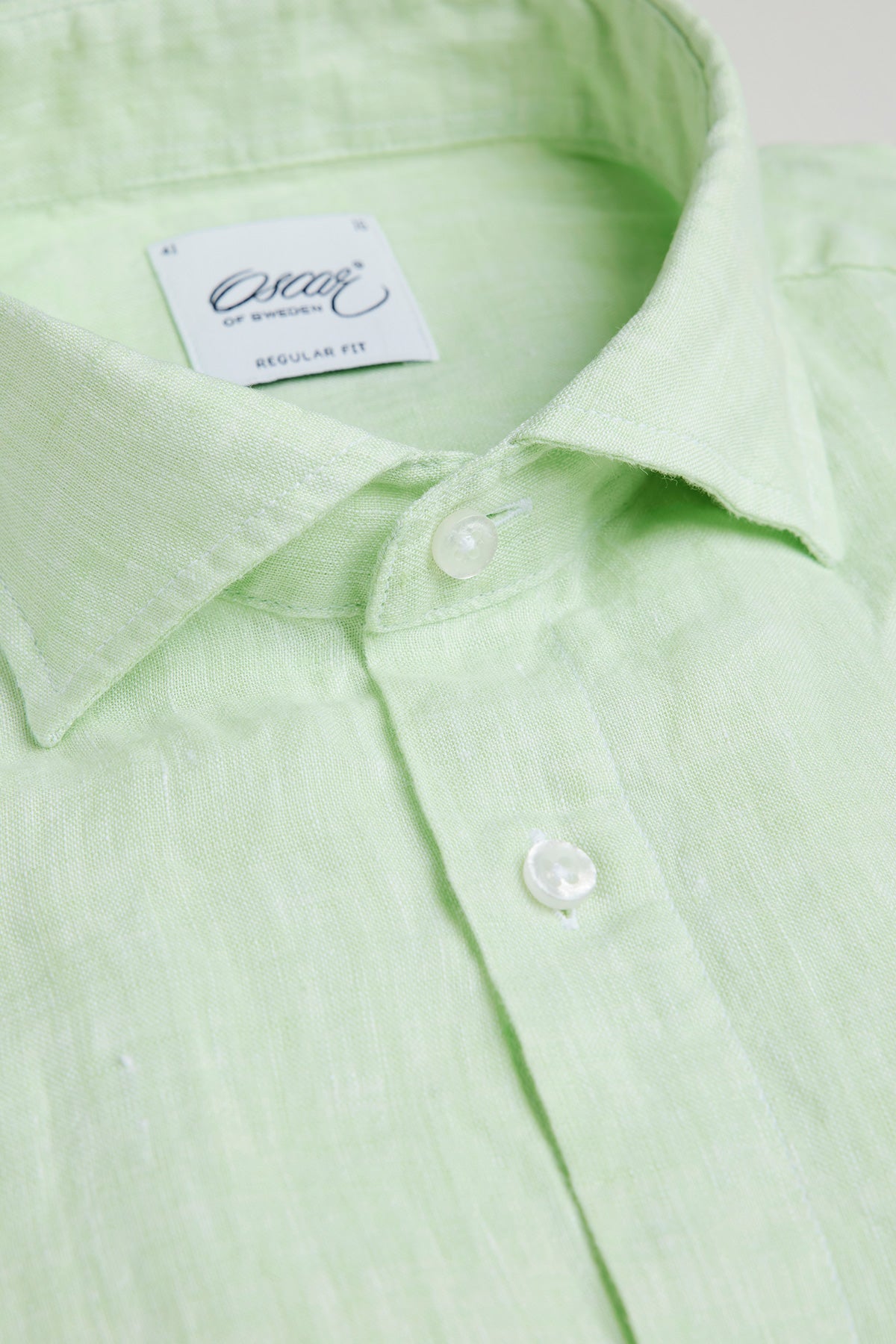 Light green regular fit linen shirt