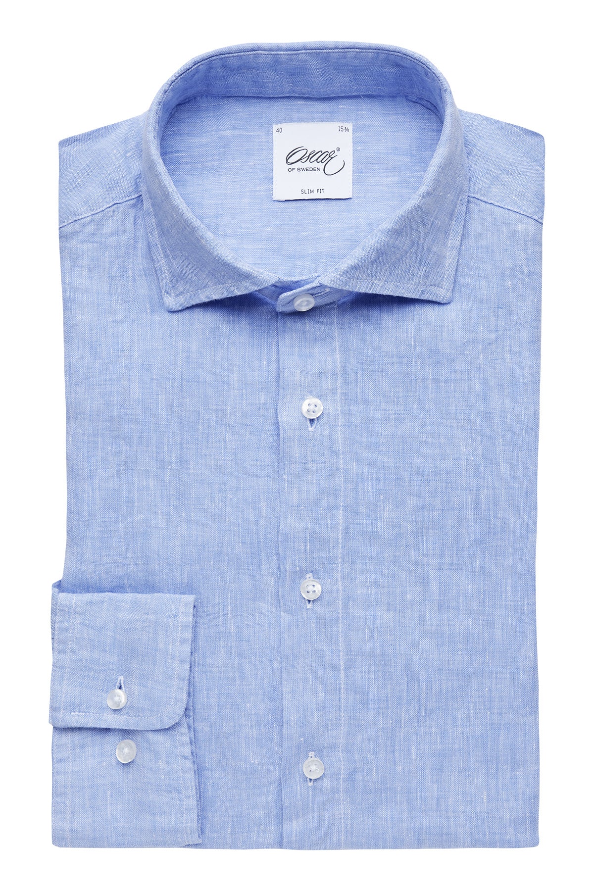 Light blue slim fit linen shirt