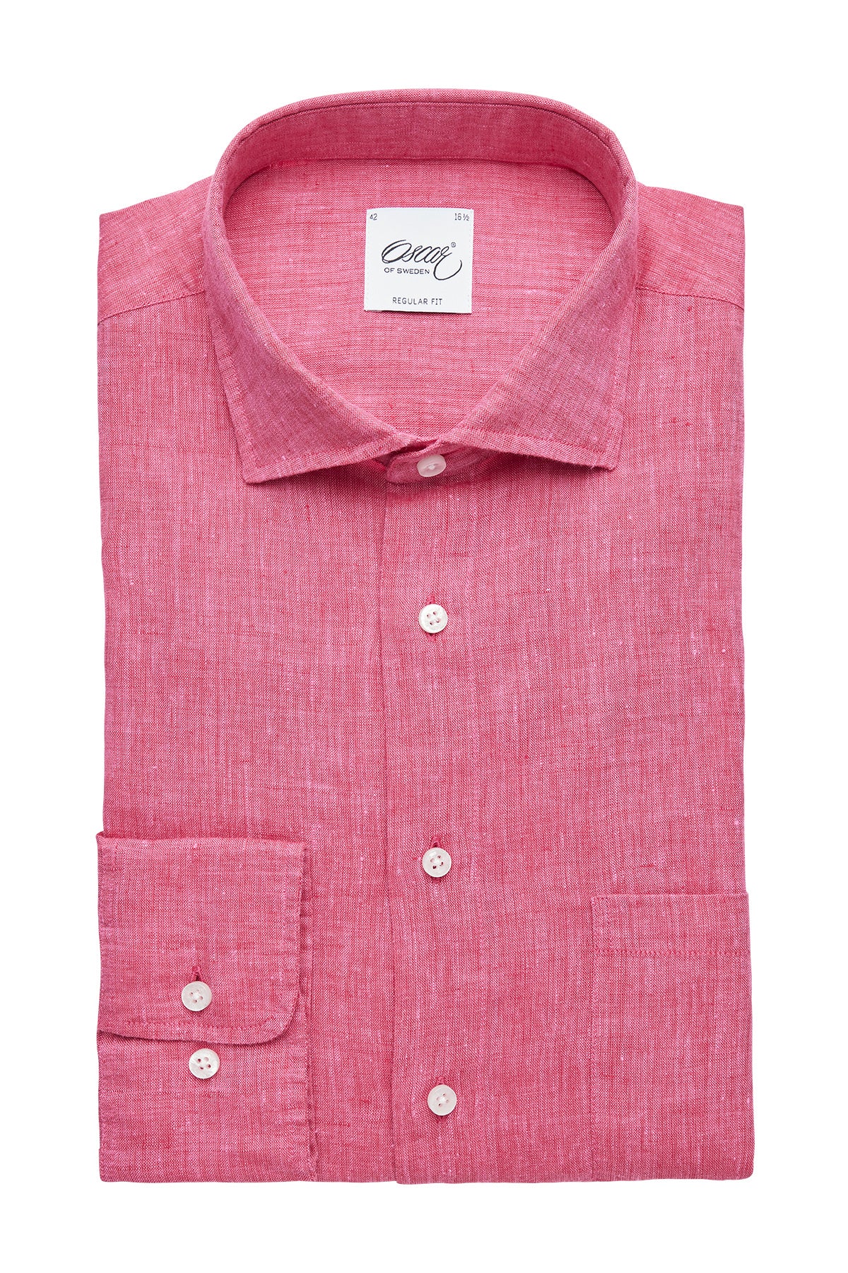 Pink regular fit linen shirt