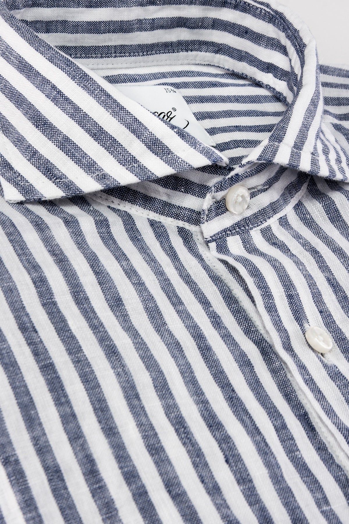 Blue striped linen regular fit shirt
