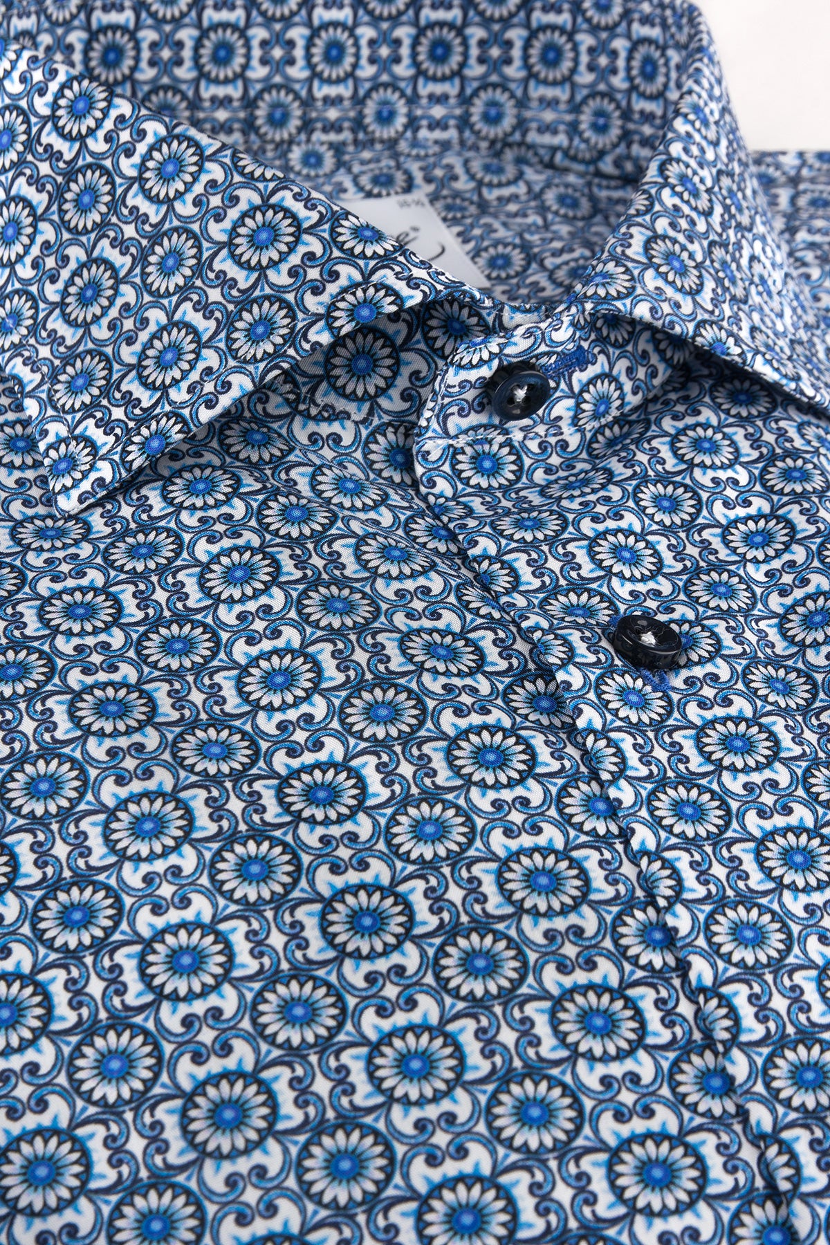 Blue printed regular fit shirt