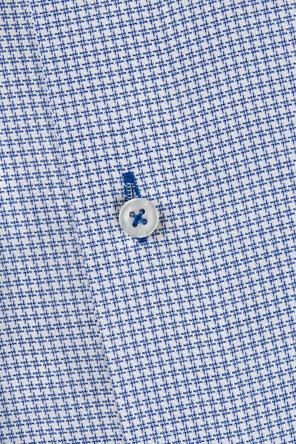 Blue houndstooth button down regular fit shirt