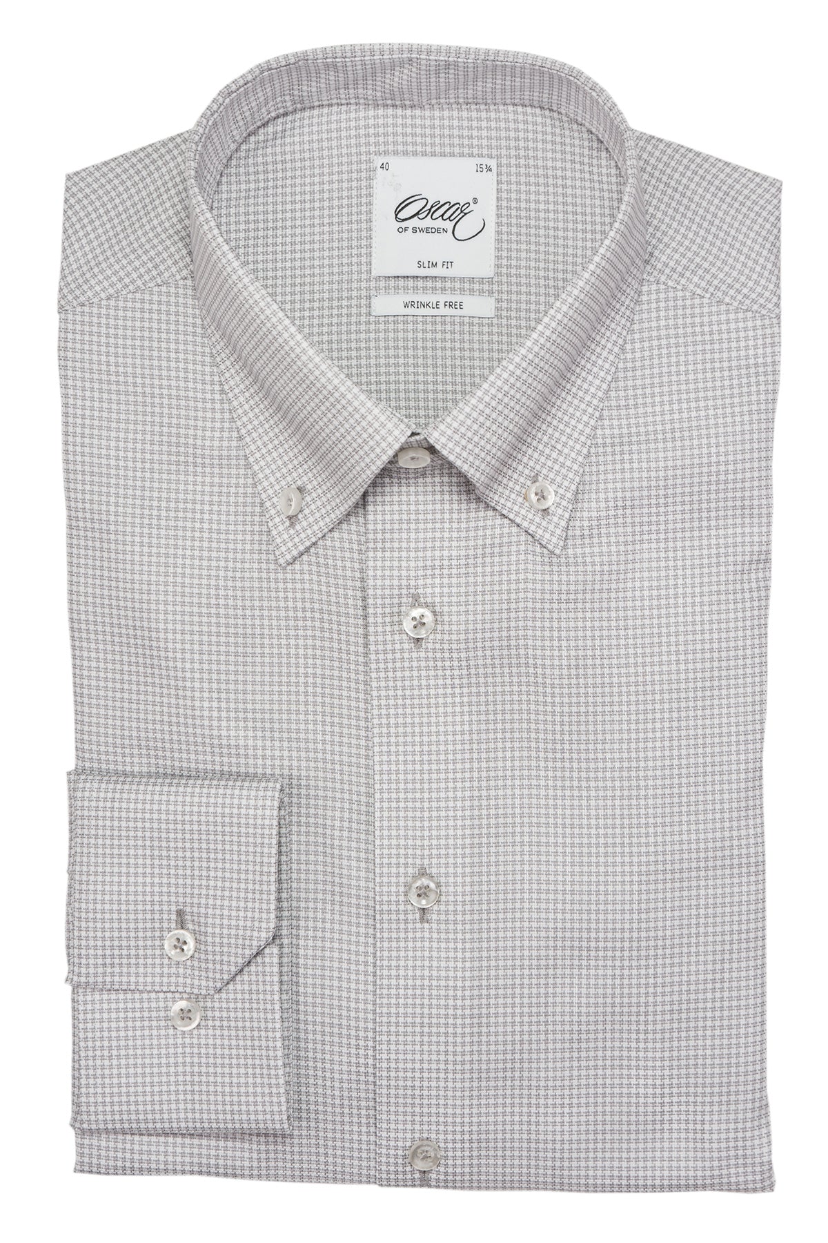 Grey houndstooth button down slim fit shirt