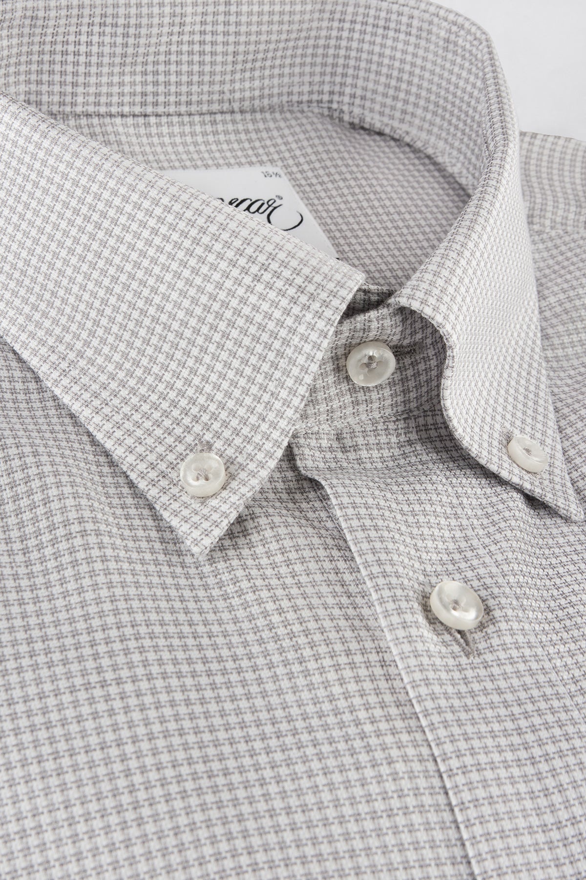Grey houndstooth button down slim fit shirt