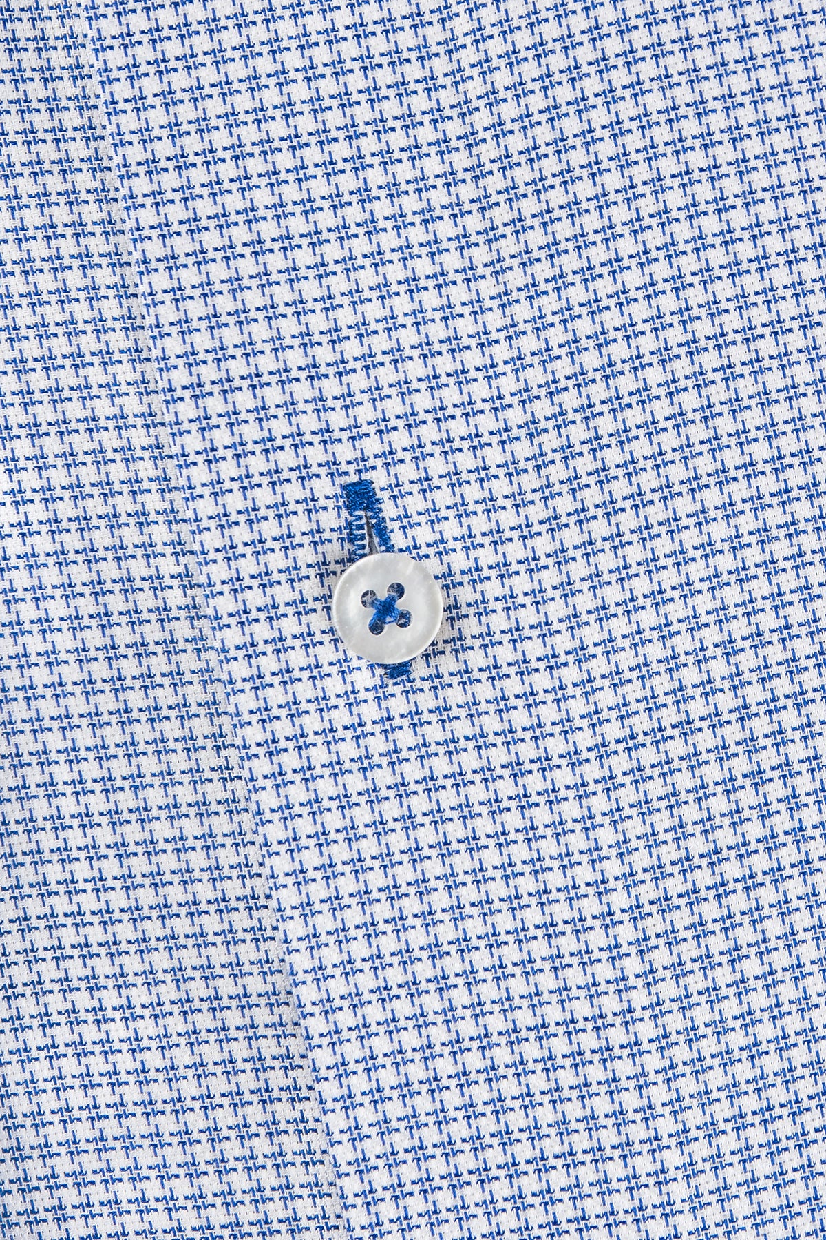 Blue houndstooth button down slim fit shirt