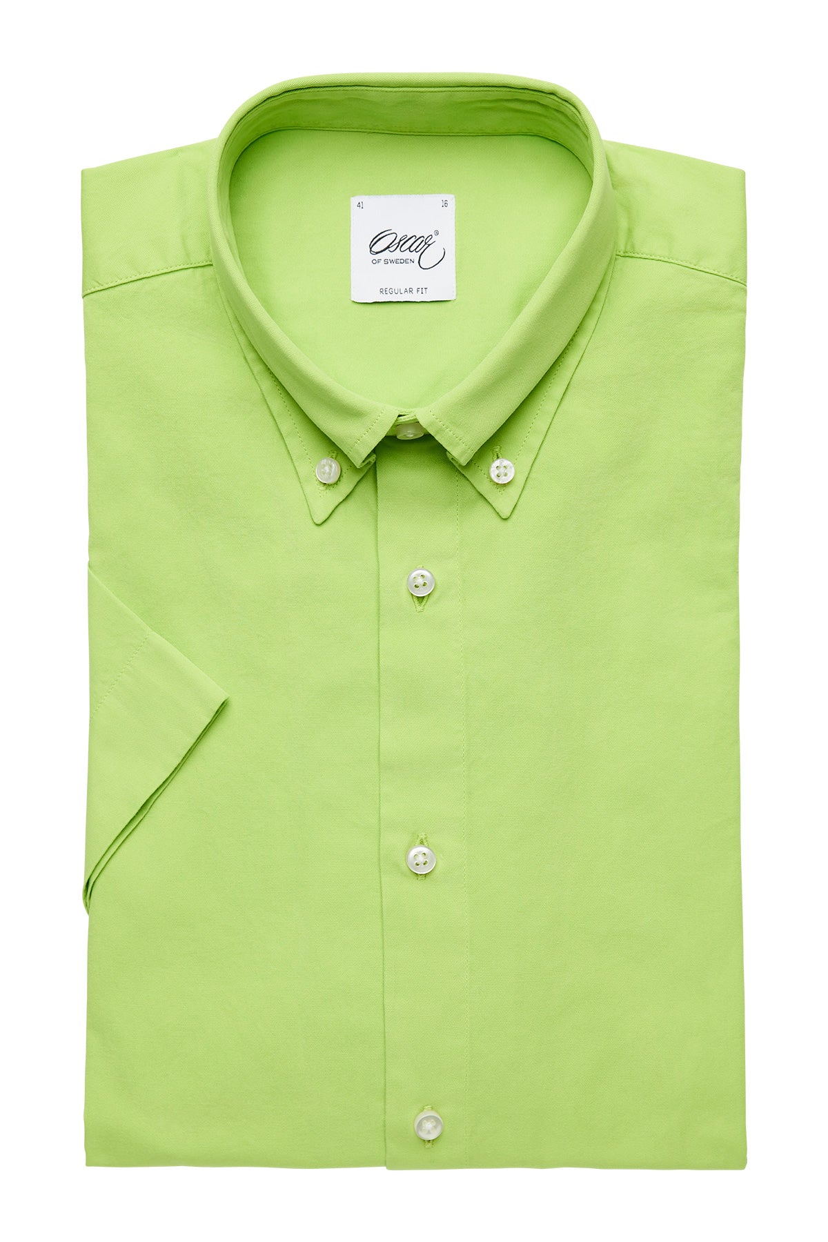 Lime green washed short sleeve regular fit shirt