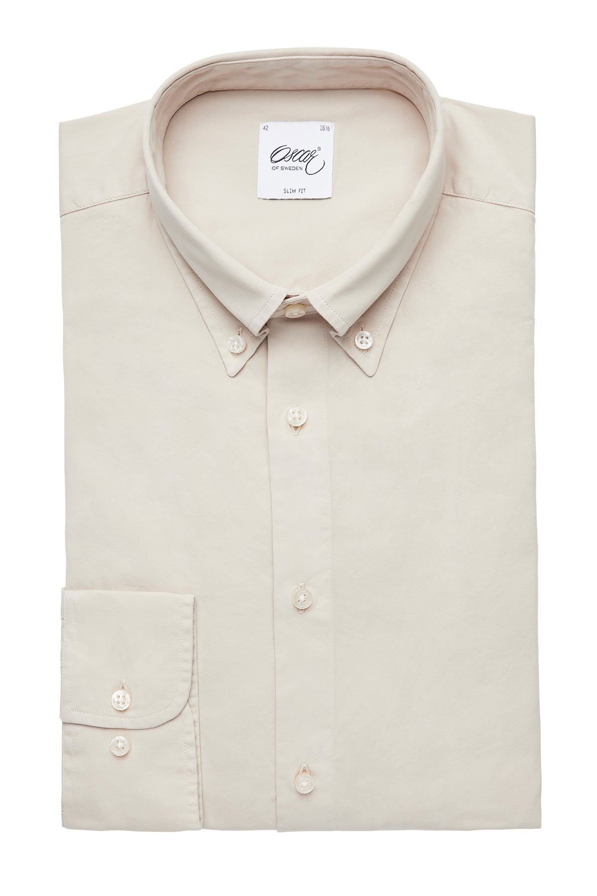 Beige washed button down regular fit shirt