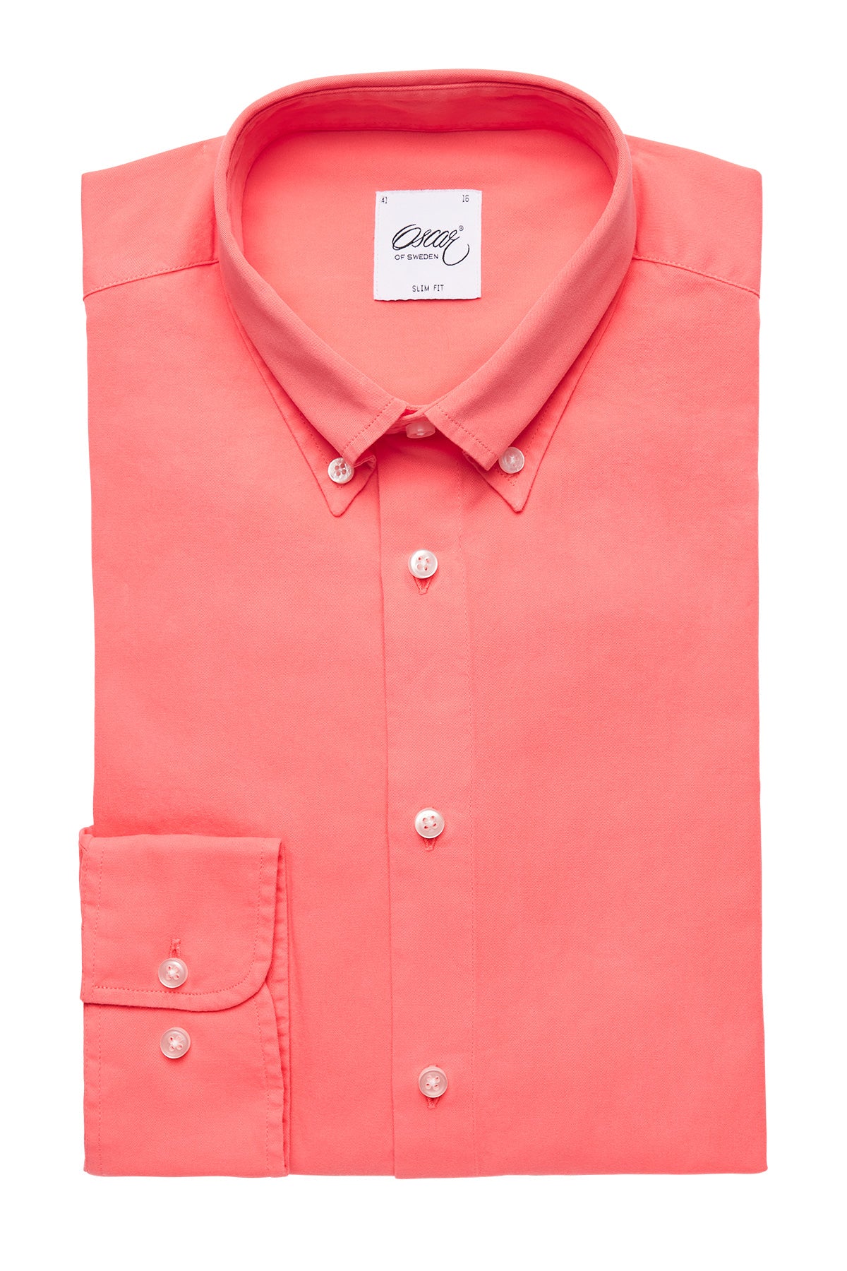 Pink washed button down slim fit shirt