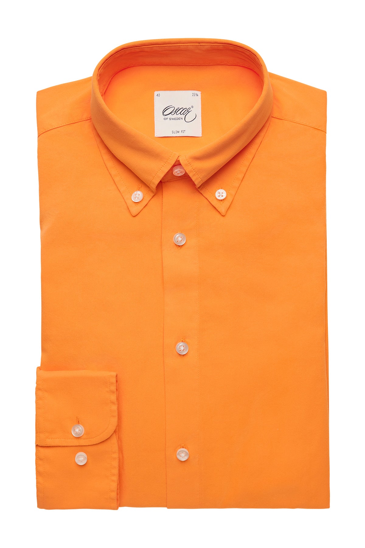 Orange washed button down regular fit shirt