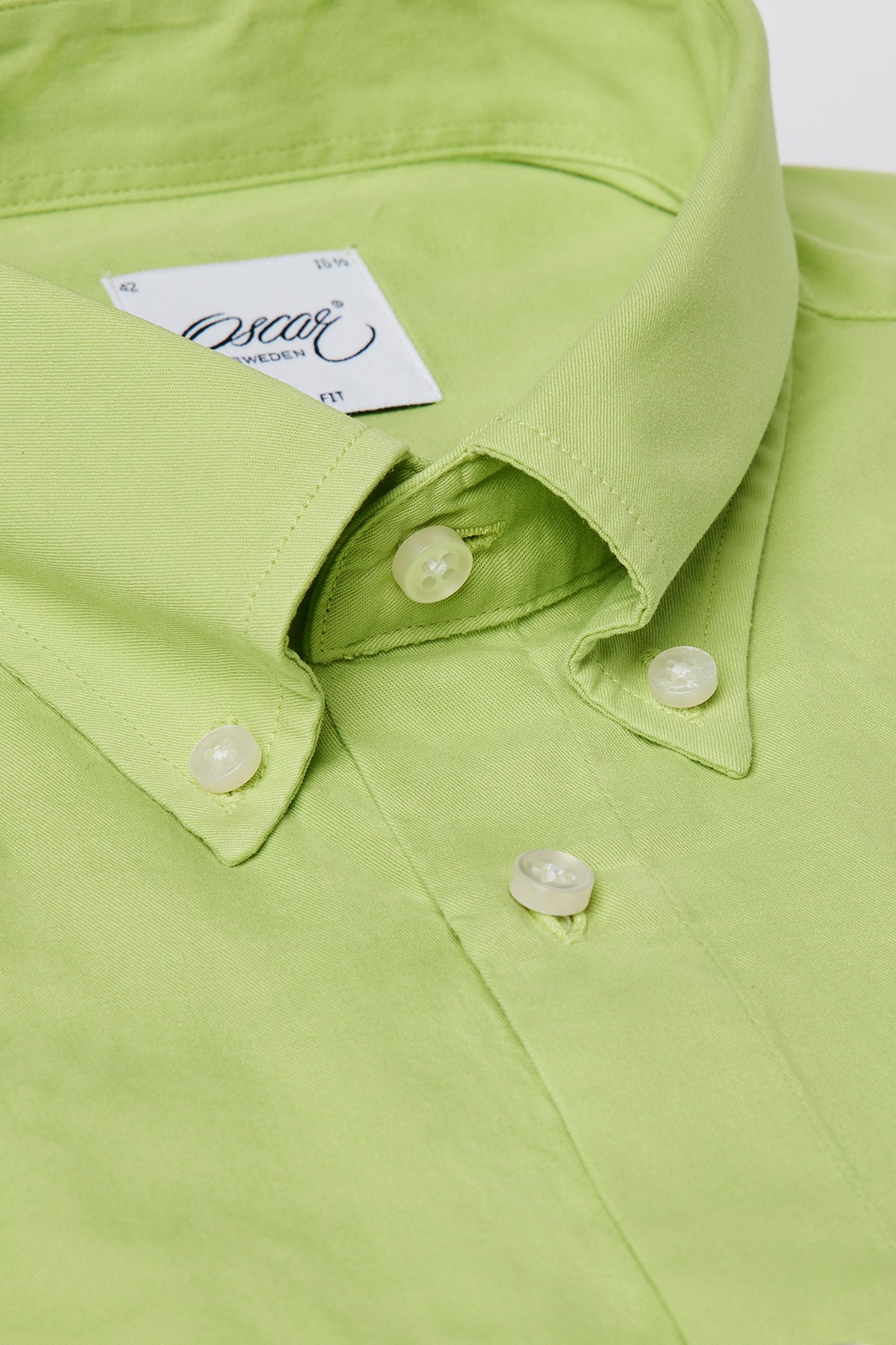 Lime green washed button down slim fit shirt