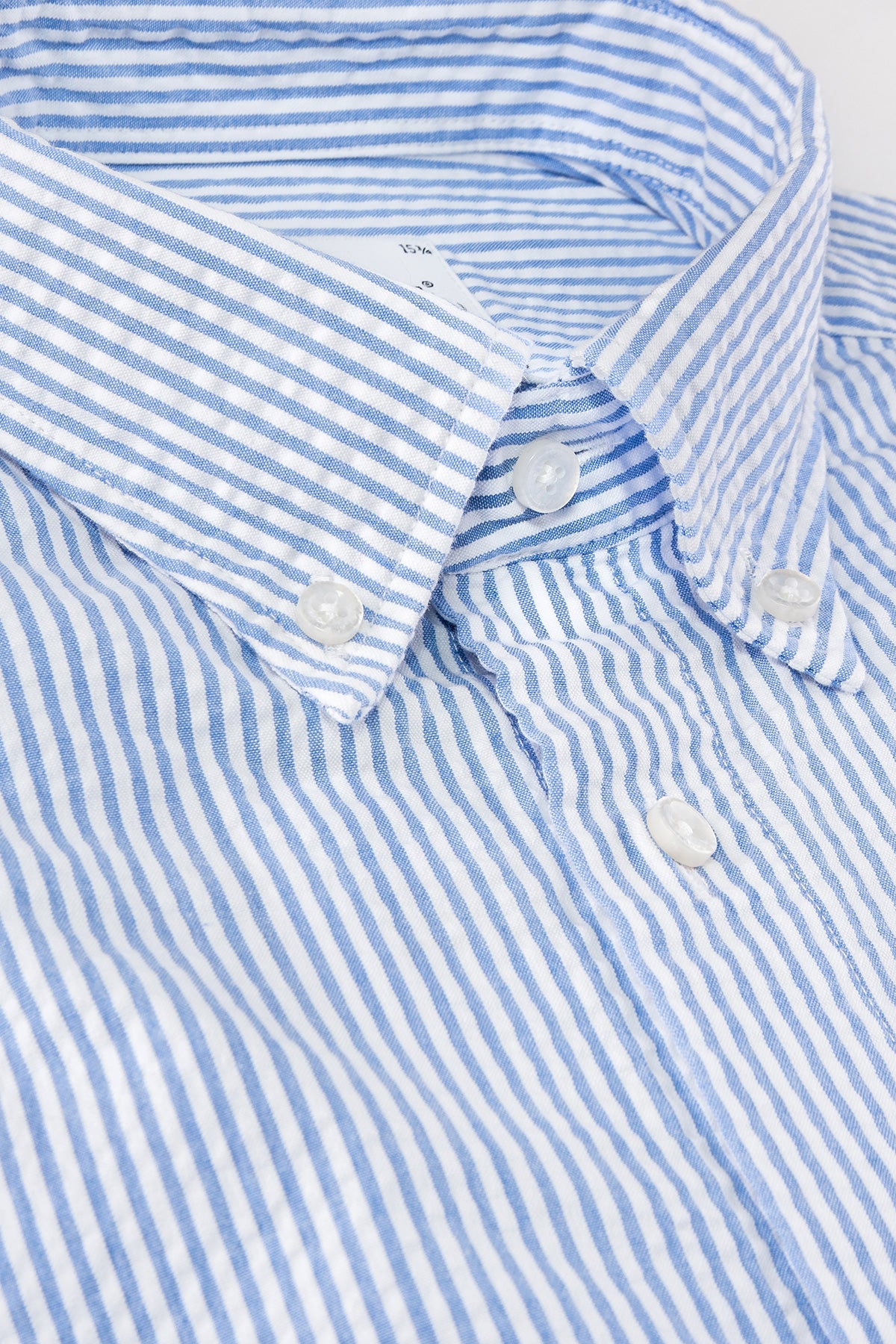Light blue striped seersucker slim fit shirt