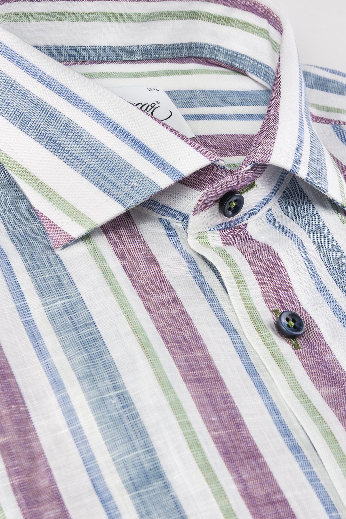 Multicolor stripe short sleeve regular fit shirt